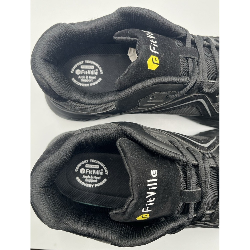 FitVille Rebound Core V1 Mens 15EEW Black Extra Wide Walking Sneakers - Picture 4 of 12